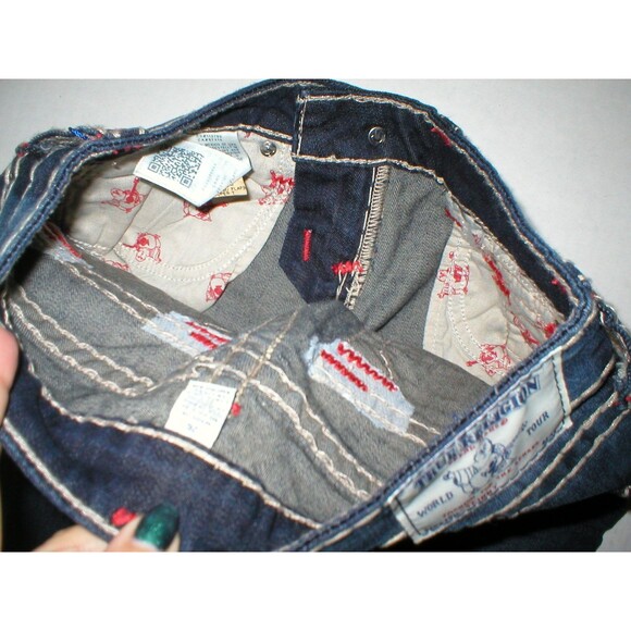 New Womens True Religion Brand Jeans Dark Blue 26 NWT Super T Skinny Flap White - Picture 9 of 11
